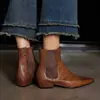 Couro de ovelha~Nicho, discreto, bico fino, botas de tornozelo afinadoras com salto oculto, elegante, sola plana, couro macio, outono feito à mão, moderno e estiloso