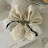 Scrunchie Vintage Exquisito Patchwork de Renda Bordada Estilo Francês, Elástico de Cabelo de Alta Qualidade para Penteados de Coque, Elegante Acessório de Cabelo