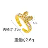 Anillo Mariposa Flor Estilo Étnico de Moda, Elegante Oro de Arena Vietnamita Incrustado con Corona de Circonita Anillo Hueco para Dedo Índice Suministro de Joyería