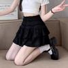Falda Negra Estilo Ballet Francés para Mujer Primavera y Verano Estilo Dulce Cintura Alta Look Adelgazante Falda Línea A Falda Corta Blanca