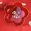 Novos Suprimentos para Casamento Prato de Flores Banquete de Casamento Prato de Frutas Prato de Doces Prato de Frutas de Plástico Casamento Casamento Frutas Secas Prato de Frutas com Borda Dourada