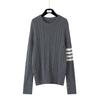 Suéter de Rombo Torcido TB Otoño e Invierno Nuevo Suéter Tejido de Cuello Redondo para Hombre y Mujer Clásico de Cuatro Barras Combinable Conjunto Casual
