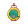 Reloj de Marca Compartida Aspw, Reloj de Cuarzo a Cuadros de Colores, Diseño Creativo de Bisel Octagonal, Reloj de Bolsillo, Reloj de Roble Huangjia