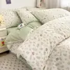 Juego de ropa de cama de cuatro piezas de algodón puro estilo nórdico, juego de tres piezas de sábana de algodón 100% a rayas, funda de edredón, sábana bajera, sábana de cama