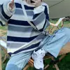 Sudadera Cec Súper Popular para Mujer, Estilo Coreano, Nueva Moda Otoño e Invierno 2026, Top Delgado a Rayas Holgado, Tendencia de Moda Ins para Mujer