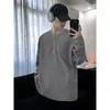 Sudadera de punto gofre con media cremallera transfronteriza para hombre, de alta gama, corte limpio, estilo americano de alta calle, camiseta de manga larga básica
