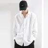Camisa de Hielo de Seda para Hombre Otoño 2026, Manga Larga, Blanca, Casual, Corte Holgado, Talla Grande, Caída Suelta, Sensación de Alta Gama, Camisa Delgada