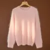 Suéter Feminino de Caxemira Outono/Inverno 2026 100% Caxemira Pura Gola Redonda Escovado Fashionável Versátil Pulôver Solto Top Quente