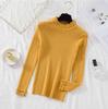 Suéter de Cuello Alto Medio de Punto de Manga Larga para Mujer, Ajustado, Otoño/Invierno 2023, Camisa Básica Tejida de Oreja de Madera