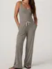 Mono Casual de Pierna Recta de Color Sólido con Cintura Ajustable por Cordón, Novedad Primavera y Verano Transfronterizo Europeo y Americano, Ropa de Mujer de Comercio Exterior
