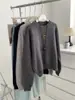 Suéter de Punto Suave y Grueso Bordado de Oso para Mujer Estilo Coreano Holgado Gris de Manga Larga Ropa Interior Cálida de Otoño e Invierno