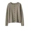 Recomendado~ Outono e Inverno 2025 Novo Suéter de Cashmere Bebê Solto com Gola Redonda Cardigã Feminino Jaqueta Camisa de Base Tricotada