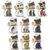 Encantadores y Lindos Pendientes de Gato con Diseño de Impresión de Aleación Esmaltada Accesorios DIY Colgante Llavero Cadena para Teléfono