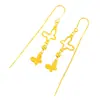 Pendientes de Mariposa con Corte de Escama de Dragón Color Oro Arena Mismo Estilo de Puzuo Gold Shop para Mujer, Pendientes Dulces de Borla de Mariposa Pequeña