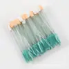 Pincel de sombra multiuso, pincel de cílios com cabo de cristal, pincel de maquiagem espiral, aplicador de esponja de látex com duas pontas, ferramenta de beleza portátil