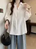 Diseño chic, estilo casual, camisa de manga corta para mujer, top holgado de verano talla grande que adelgaza, camisa casual simple con cuello en V