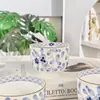 Ouge Japonés Miyake Milán Porcelana Hueso Juego de Té Chino Azul y Blanco Tetera Taza de Té Exquisito Retro Recomendación de Regalo