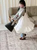 Vestido de tirantes irregular suelto estilo coreano para niñas Yuyu Princess, Vestido de encaje bordado en capas para niños