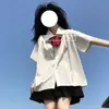 Uniforme Escolar JK para Mujer Traje de Estudiante Camisa de Manga Corta con Cuello de Muñeca Estilo Universitario Departamento Salado Falda Plisada Conjunto de Dos Piezas