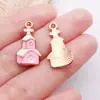 20 Caixas de Presente de Papai Noel e Floco de Neve Rosa e Branco Pingentes de Liga de Metal com Óleo Gotejante Pingentes DIY Acessórios para Joias de Pulseira