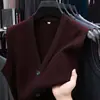 Colete Masculino de Tricô Grosso com Gola V, Novo Estilo Outono/Inverno, Cardigan Suéter Quente Casual da Moda para Meia-Idade e Idosos