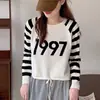 Suéter de Punto a Rayas de Bloques de Color Holgado Estilo Coreano para Mujer 2025 Primavera y Otoño Nuevo Casual Versátil Top de Manga Larga
