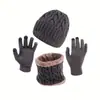 Conjunto de Tres Piezas de Bufanda, Gorro y Guantes Europeos y Americanos Transfronterizos para Adultos, Nuevo Set de Punto de Lana Engrosado para Otoño e Invierno, Hombres y Mujeres