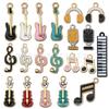 Mixed 100 colorido instrumento musical guitarra violino piano notas liga gota de óleo diy jóias acessórios pequeno pingente