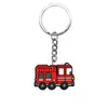 Colgante de Llave Creativo Serie Camión de Bomberos de Dibujos Animados Parche Suave de PVC Anillo de Llave Metálico DIY Colgante de Bolsa