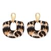 Brincos Geométricos Semicírculos de Resina com Estampa de Leopardo Retrô, Moda Europeia e Americana, Simples e Elegantes, Brincos de Alta Qualidade para Mulheres