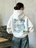 Talla europea transfronterizaPatrón de Palmera de Playa Paraíso Sudadera con Capucha de Lana Y2K Deportiva Holgada de Cuello Redondo para Mujer