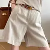 ¡Sensación de Lujo Ligero! Conjunto Estilo Old Money, Nuevo Modelo de Verano, Shorts Casuales Versátiles Adelgazantes de Pierna Recta de Tencel Lino para Mujer