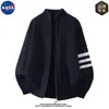 Cárdigan de punto de alta calidad, estilo lujo ligero, marca NASA, con cuello alto, chaqueta casual de otoño para hombre, holgada, de alta gama, moderna