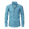 Camisa de hombre a cuadros elástica en cuatro direcciones transfronteriza, camisa de manga larga de negocios casual de alta gama para hombre