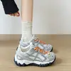 Zapatillas casuales de bloques de color estilo coreano, zapatillas versátiles estilo universitario tipo "dad shoes", zapatos de plataforma gruesa para aumentar la altura de mujer, zapatos de moda para ir al trabajo y para estudiantes
