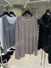 Camisa de Manga Larga Rayada Cuello Redondo Borde Crudo Yuran 26 Estilo Nuevo Primavera Temprana Hilo de Lana Tencel de Hilo Fino con Tacto de Piel Teñido en Hilo Lavado con Enzimas