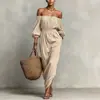 Outono/Inverno 2026 Novo Europeu e Americano Amazon Comércio Exterior Moda Feminina Cor Sólida Férias Casual Vestido Decote Ombro a Ombro para Mulheres