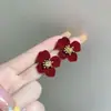 Estilo Coreano Super Hada Dulce Diamante Goteo de Aceite Lazo Amor Borla Pendientes Elegantes Lujo Ligero Sentido de Alta Gama Pendientes Delicados