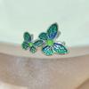Anillo de mariposa doble artesanal de color esmaltado de estilo étnico vintage para mujer, estilo literario y artístico, elegante anillo para dedo, joyería de mano