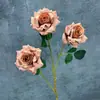 Rosa sweetheart artificial de 3 cabeças para decoração de casamento, decoração de casa, arranjo floral, rosa serigrafado, ornamentos de flores artificiais transfronteiriços, atacado