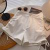 Shorts Casuales de Verano de Cintura Alta Adelgazantes con Cordón para Mujer, Diseño Petite, Shorts Negros Únicos