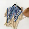 Bufanda de Seda de Moda con Estampado de Ponis para Primavera y Verano para Mujer, Versátil y de Alta Gama, Bufanda Cuadrada de Gasa de Seda de 70 cm, Bufanda de Cuello Profesional al por Mayor