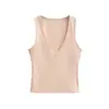 Venta al por mayor de ropa de mujer transfronteriza: Nuevo Estilo de Verano Top sin Mangas Ajustado con Cuello en V Profundo, Camiseta sin Mangas Corta de Color Sólido para Abrigo