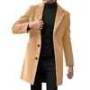 Nuevo Abrigo de Lana para Hombre Otoño/Invierno 2026, Estilo Coreano Ajuste Delgado, Longitud Media, Tallas Grandes, Gabardina Casual en Tejido de Lana