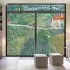 Pegatinas de Vidrio Esmerilado de Colores Estilo Europeo para Bloqueo de Luz y Privacidad, Película Decorativa para Ventana de Baño, Inodoro, Pintura al Óleo Artística
