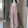 Calças de Perna Larga para Mulheres Verão 2025 Novo Cintura Alta Caimento Estilo Japonês Estilo Preguiçoso Calças Casuais Soltas Calças de Roupa Exterior para Meninas