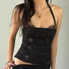 Camisola de diseño nicho Y2K Harajuku para mujer, cuello halter, top sin espalda versátil y a la moda para looks elegantes