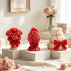 Vela Perfumada Silicone Molde Flor Pilar Laço Rosa Dia dos Namorados Presente Artesanal Difusor de Aroma Pedra