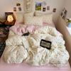 Venta al por mayor, súper suave, ins Plaid Cloud, suave, algodón lavado, cuatro piezas, dormitorio de estudiantes, tres piezas, sábana, edredón, funda de comercio exterior