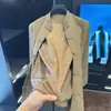 Jaqueta Masculina Clássica de Botão Nova Cor Sólida Estilo Chinês Tang Manga Longa Outono/Inverno Regular Slim